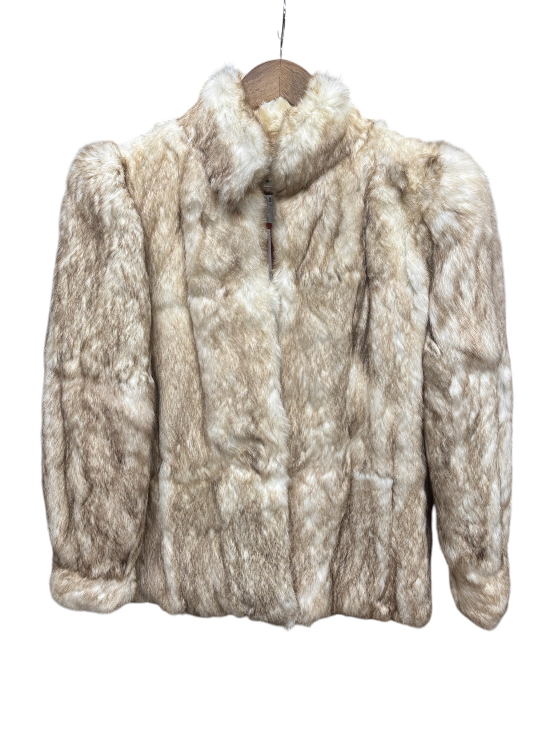 Imagnin Vintage Beige/Cream Rabbit Fur Coat