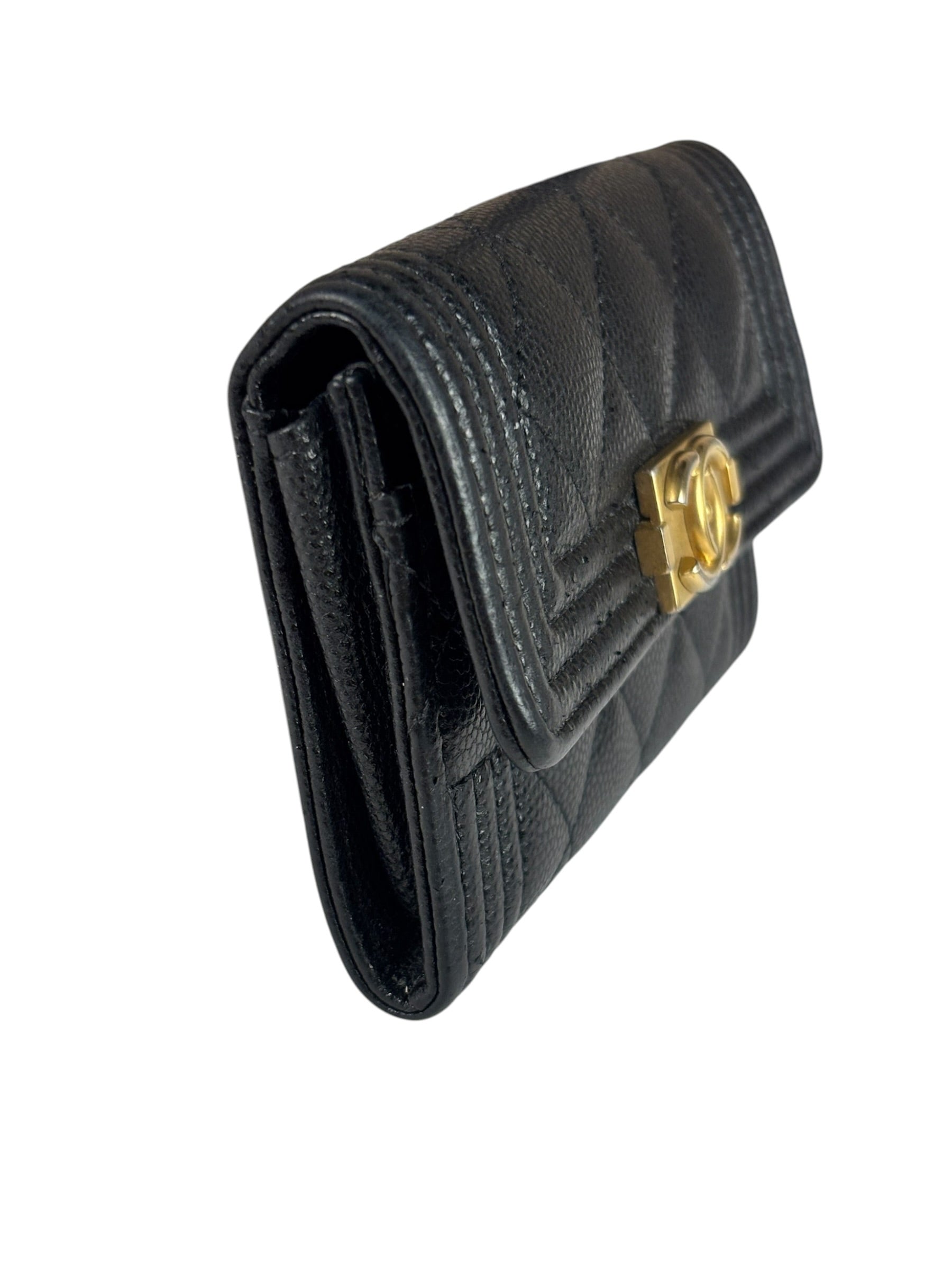 Chanel Black Calfskin Quilted Flap Coin/Card Holder
