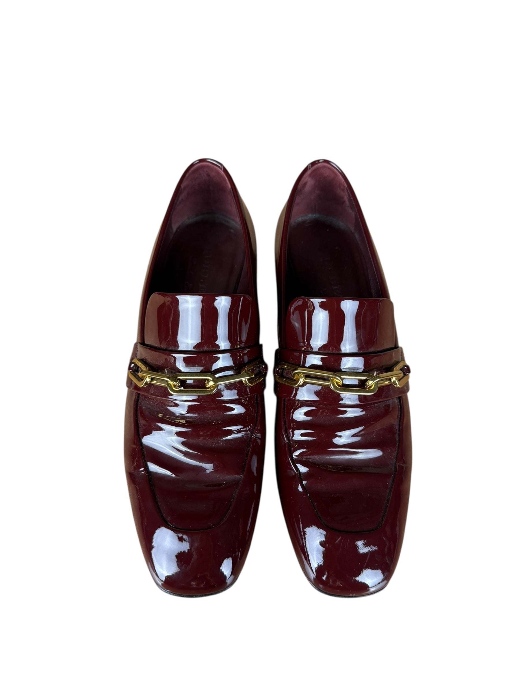 Burberry Burgundy Patent Leather Loafers