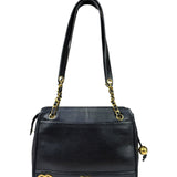 Chanel Vintage Black Caviar Leather Triple CC Chain Tote Bag