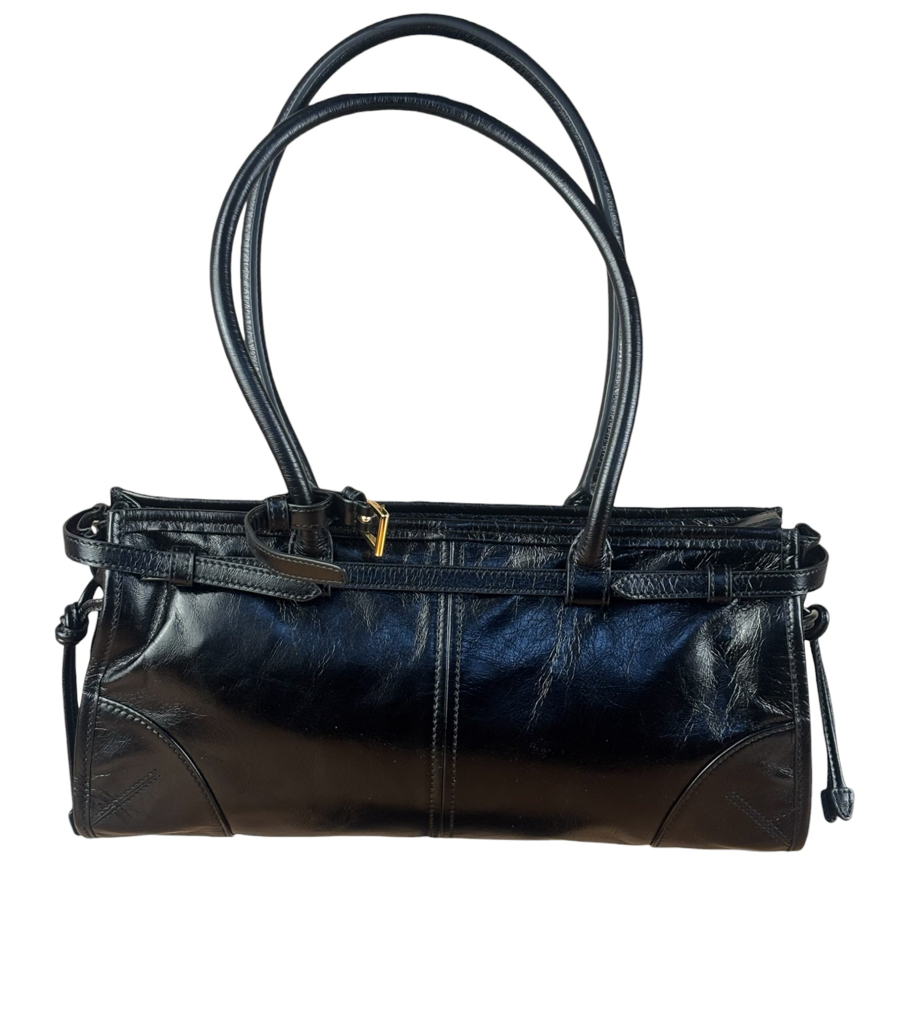 Prada Calfskin Bonnie Shoulder Bag Black