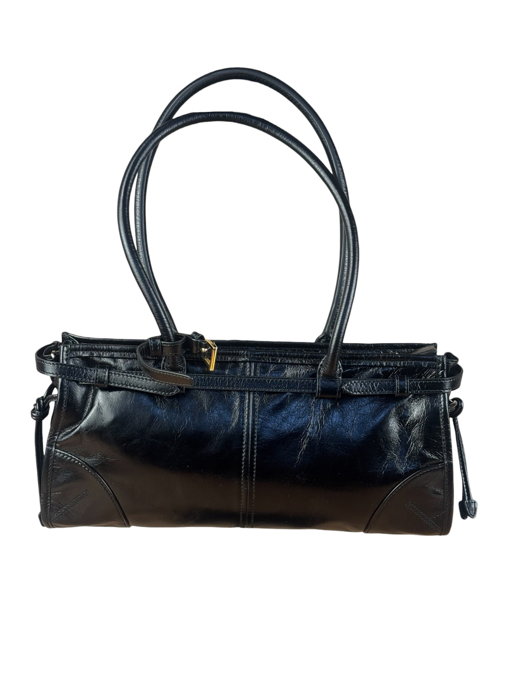 Prada Calfskin Bonnie Shoulder Bag Black