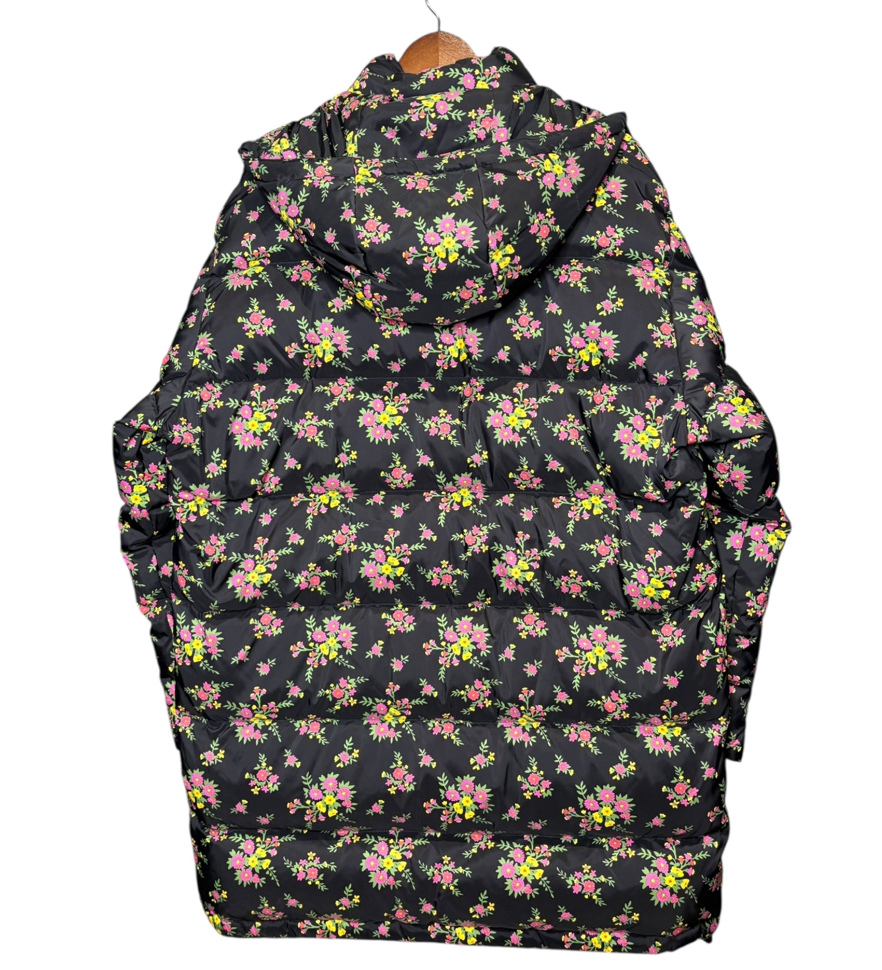 Gucci Floral Print Black Long Puffer Coat
