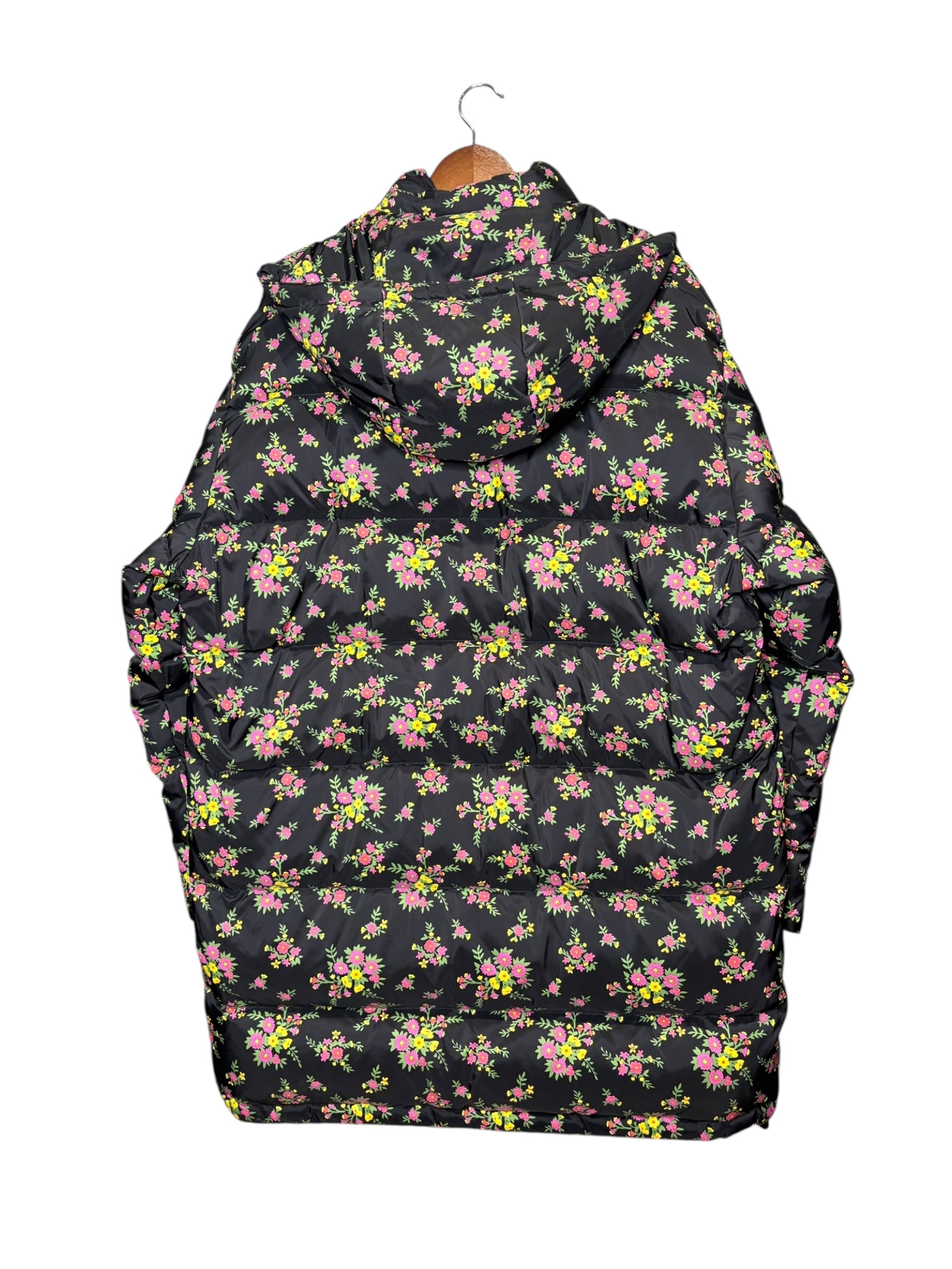 Gucci Floral Print Black Long Puffer Coat