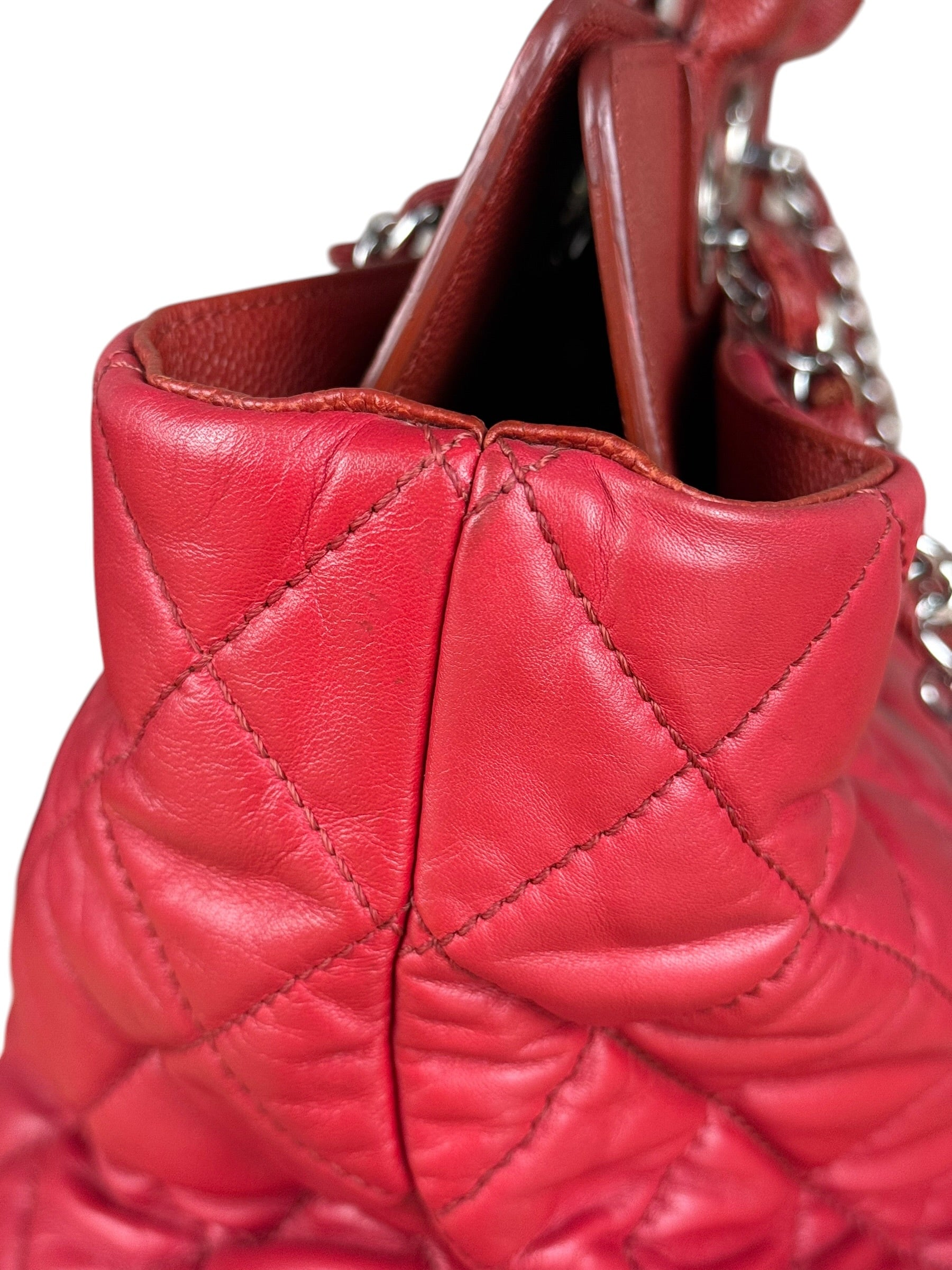 Chanel Red Quilted Caviar Be CC 2Way Tote Bag 2014