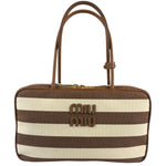 Miu Miu Canvas Stripped Beau Top Handle Bag