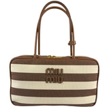 Miu Miu Canvas Stripped Beau Top Handle Bag