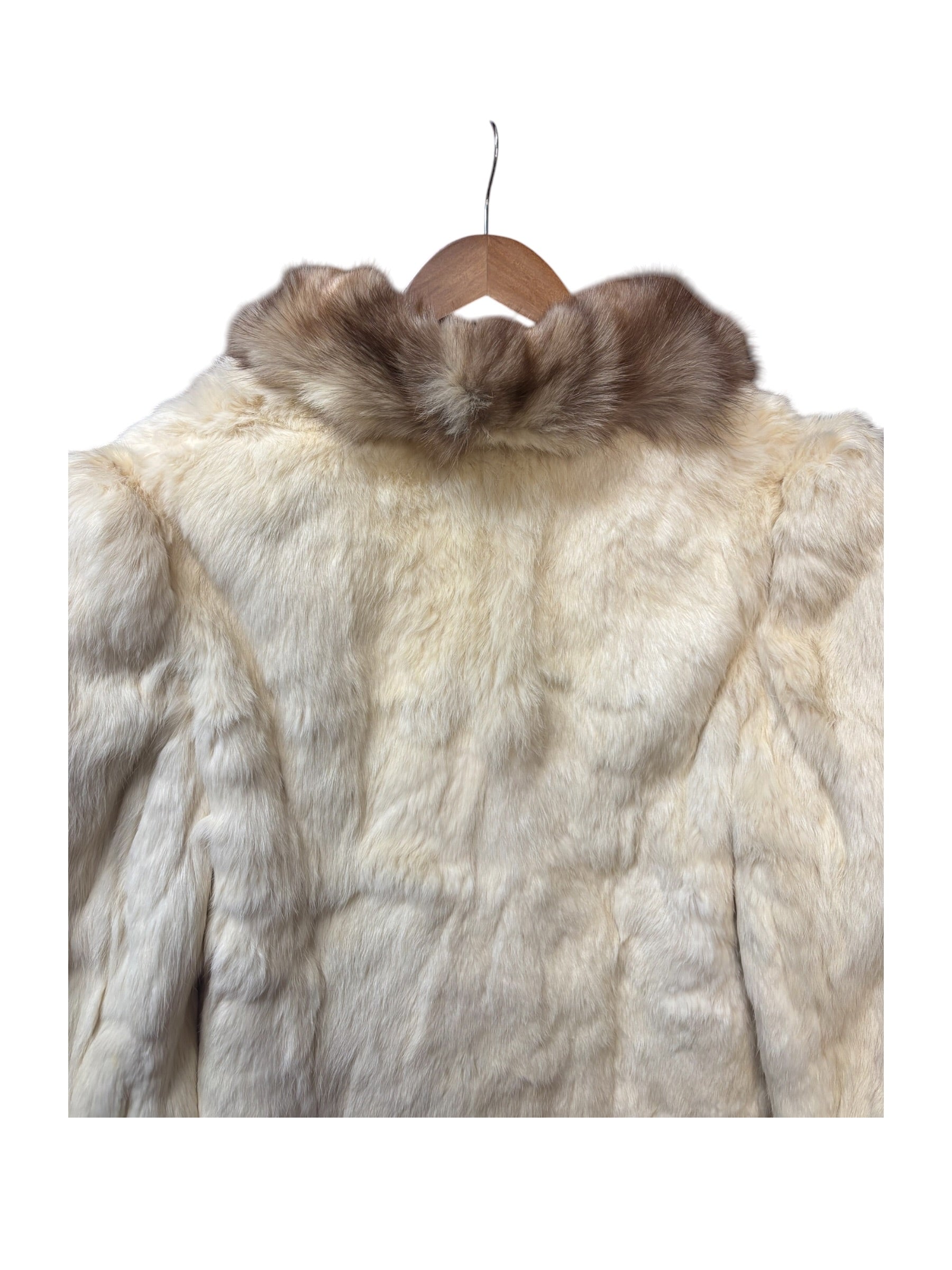 Vintage Cream/Brown Rabbit Fur Coat