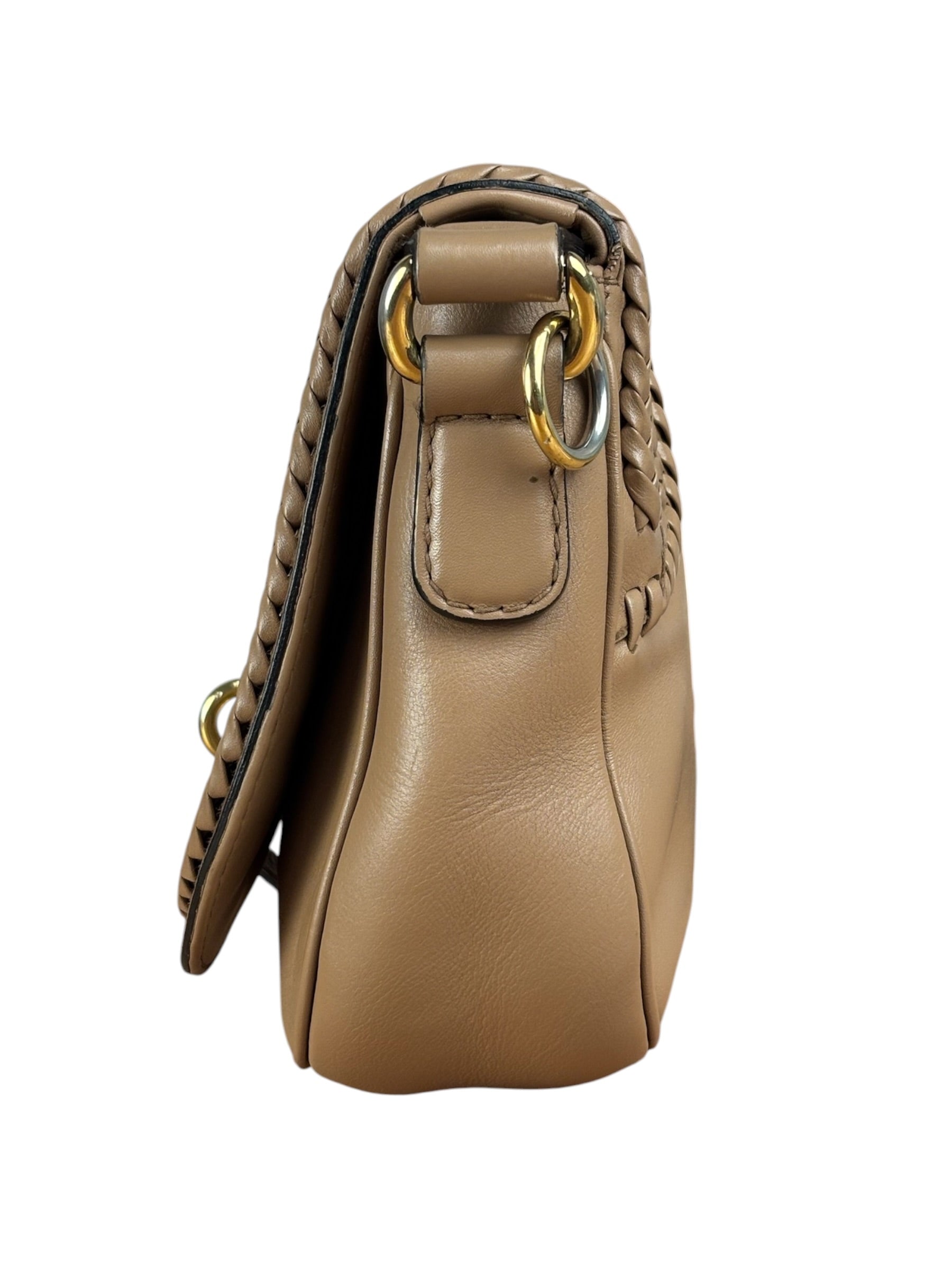 Gucci Vintage Tan Leather Medium Flap Shoulder Bag