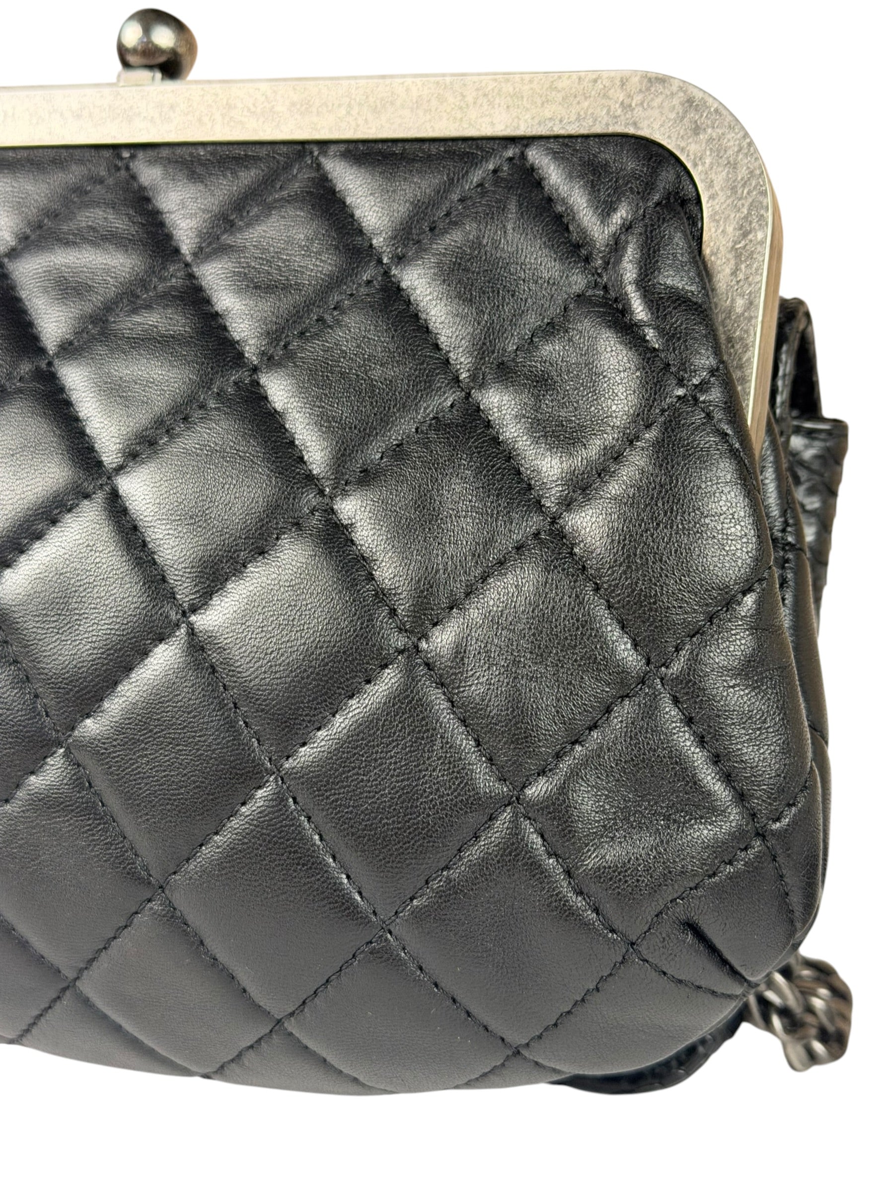 Chanel Black Python Leather Kiss-Lock Flap Bag 2015
