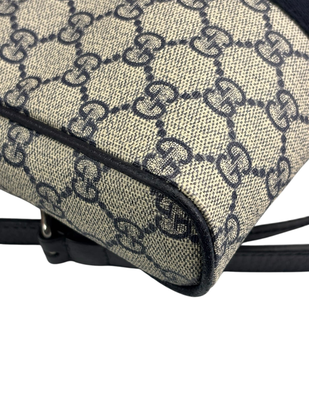Gucci Navy Leather GG Supreme Ophidia Small Messenger Bag