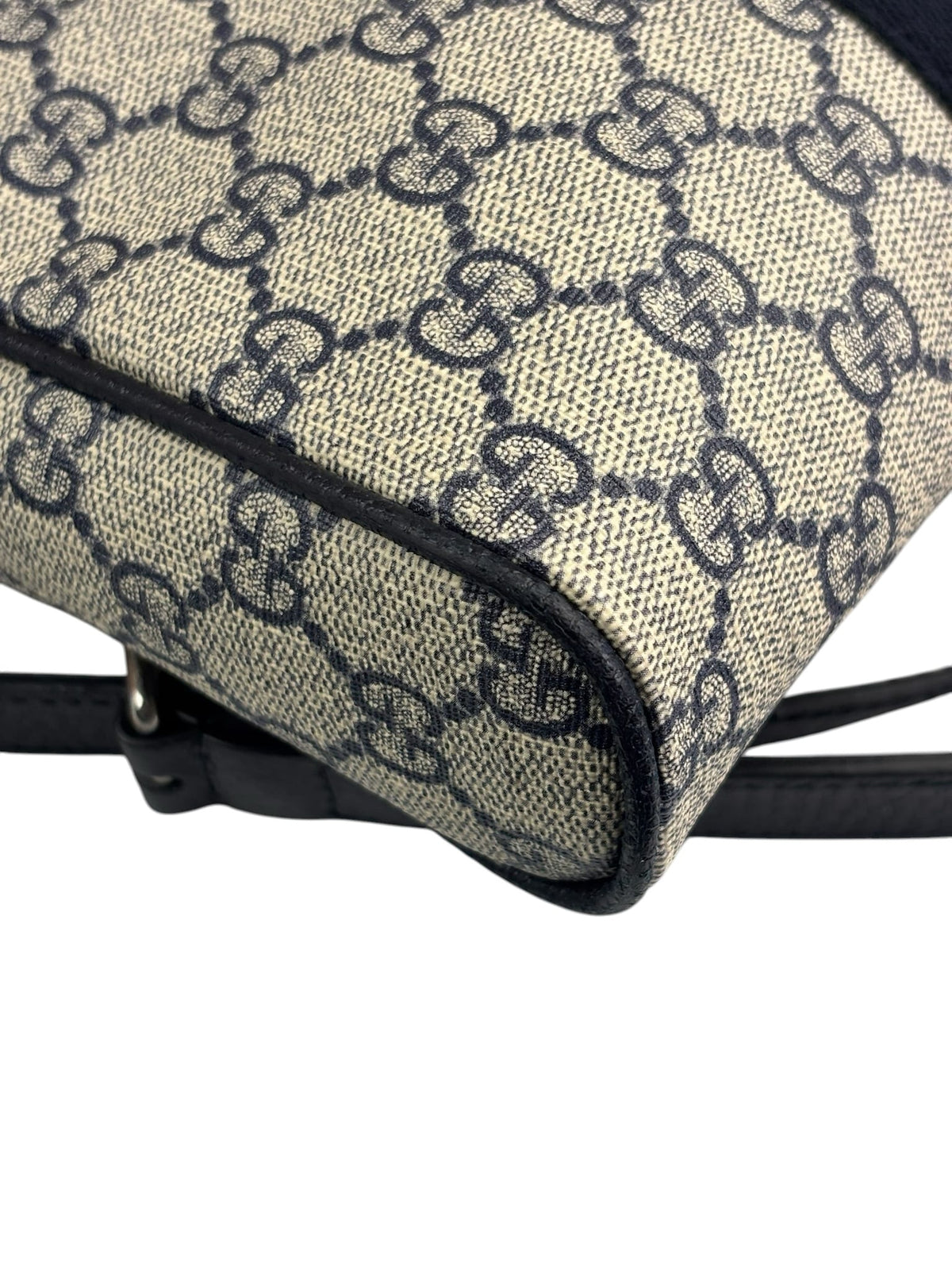 Gucci Navy Leather GG Supreme Ophidia Small Messenger Bag