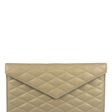 Saint Laurent Beige Quilted Sade Clutch