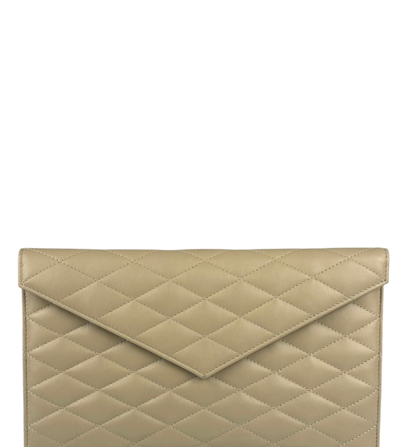 Saint Laurent Beige Quilted Sade Clutch