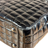 Chanel Vintage Black Patent Leather Chocolate Bar Pyramidal Tote Bag 2002