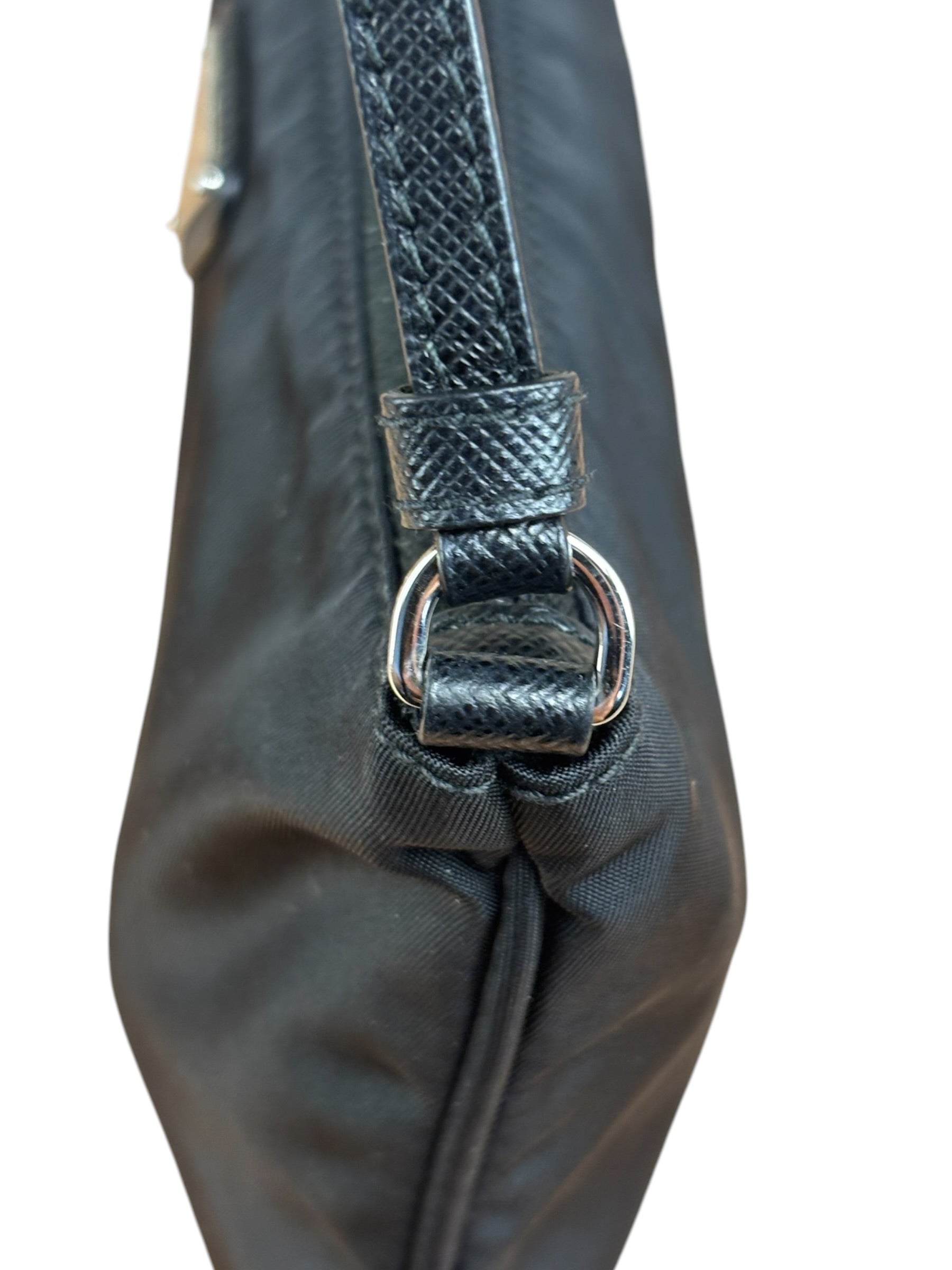 Prada Black Leather Trim Tessuto Nylon Pochette
