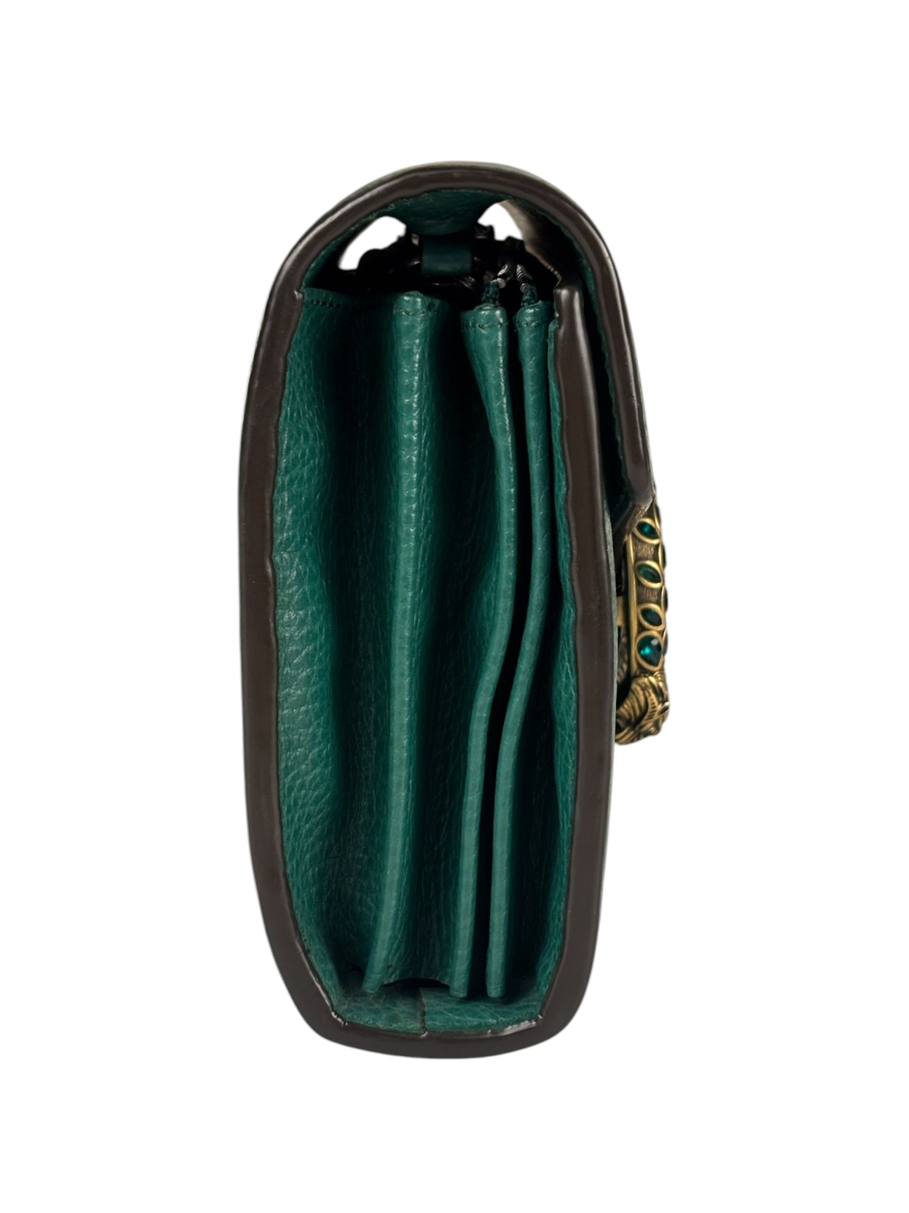 Gucci Green Leather Crystal Embellished Dionysus Chain Bag
