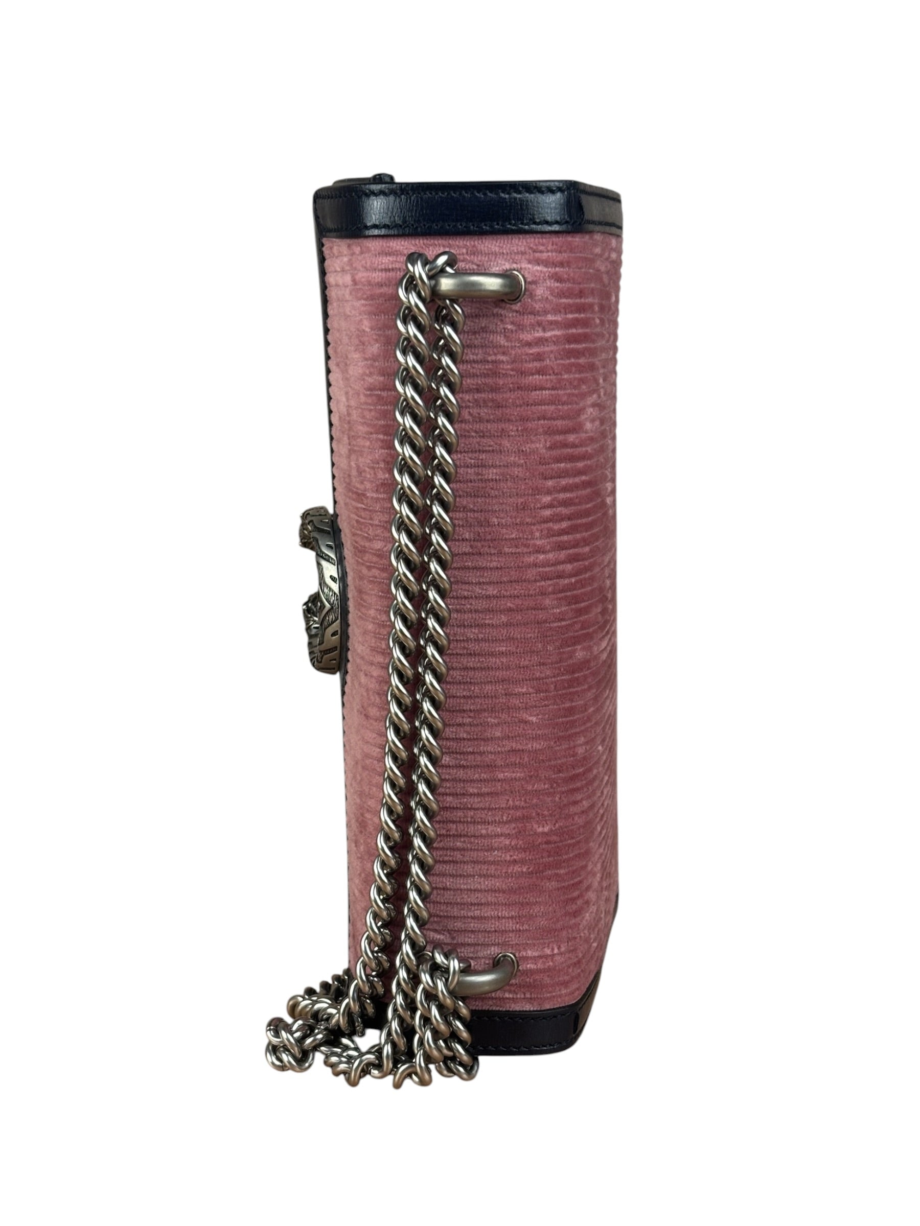 Gucci Pink Leather Trim Dionysus Corduroy Shoulder Bag