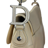 Christian Dior Vintage Beige Leather Stitch Saddlebag