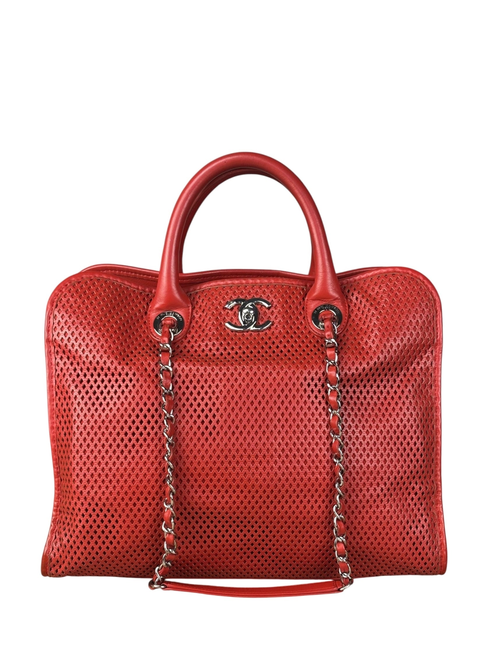 Chanel Red Perforated Leather Up in the Air 2Way Tote 2014