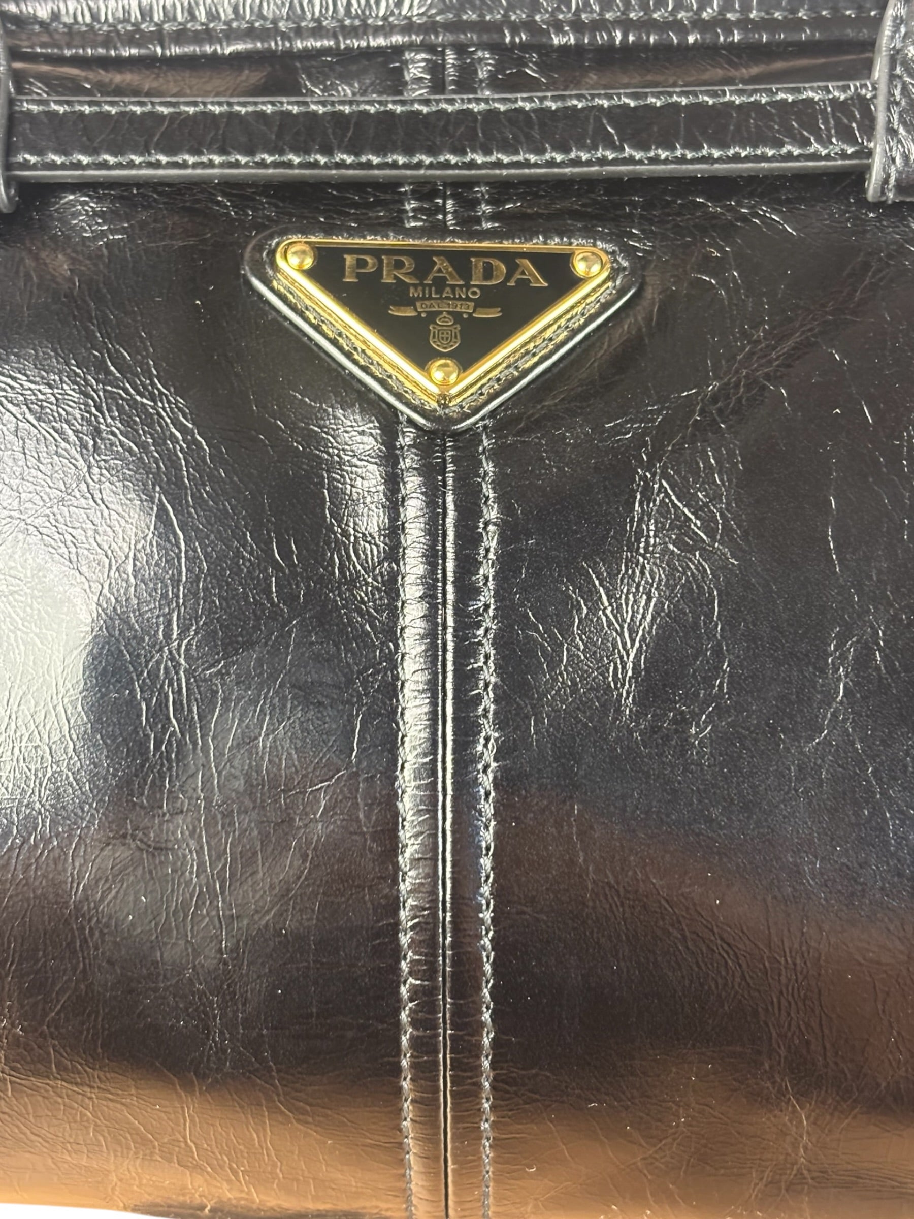 Prada Calfskin Bonnie Shoulder Bag Black