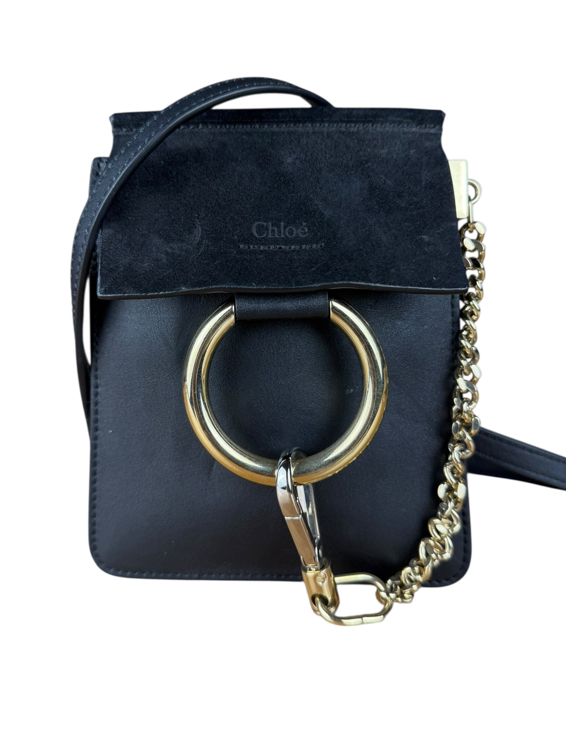 Chloé Suede Black Leather Faye Mini Bracelet Bag