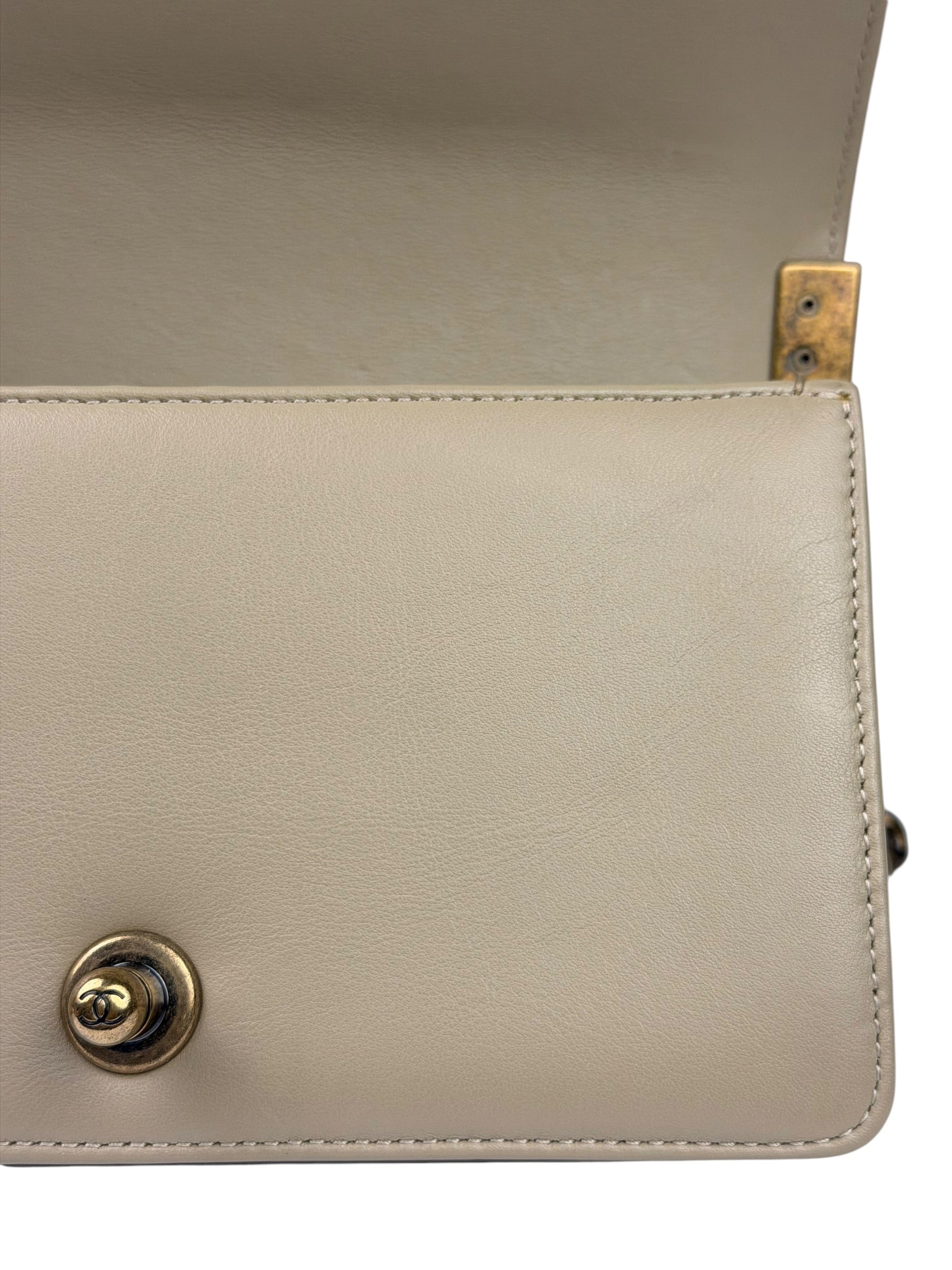Chanel Beige Leather Boy Stingray Flap Bag 2013