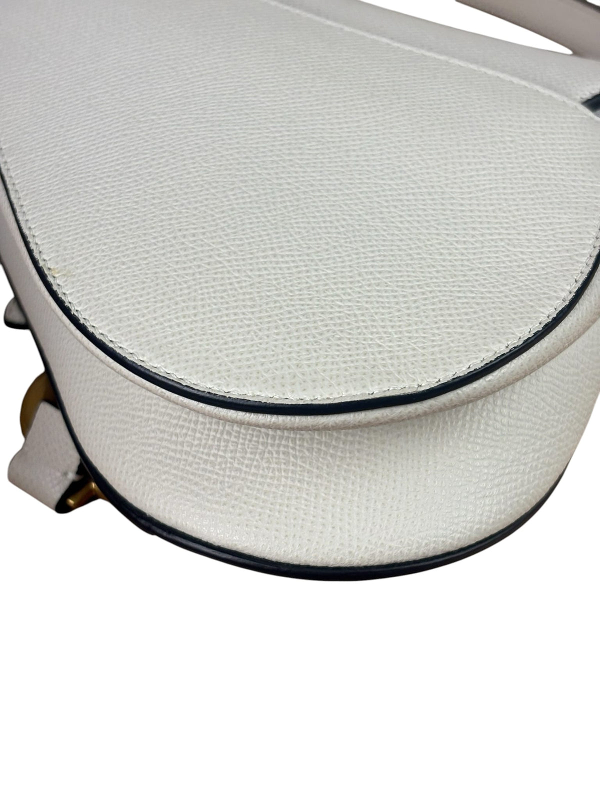 Christian Dior White Leather Saddle Handbag