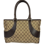 Gucci Brown Leather Trim GG Supreme Shoulder Bag