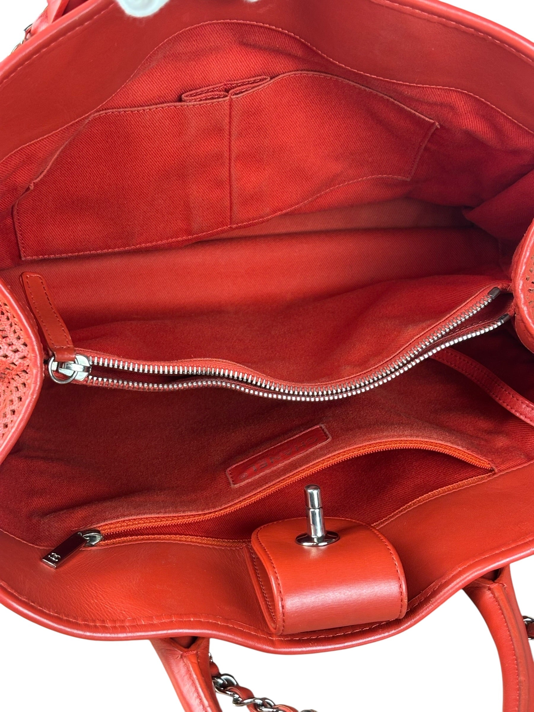 Chanel Red Perforated Leather Up in the Air 2Way Tote 2014