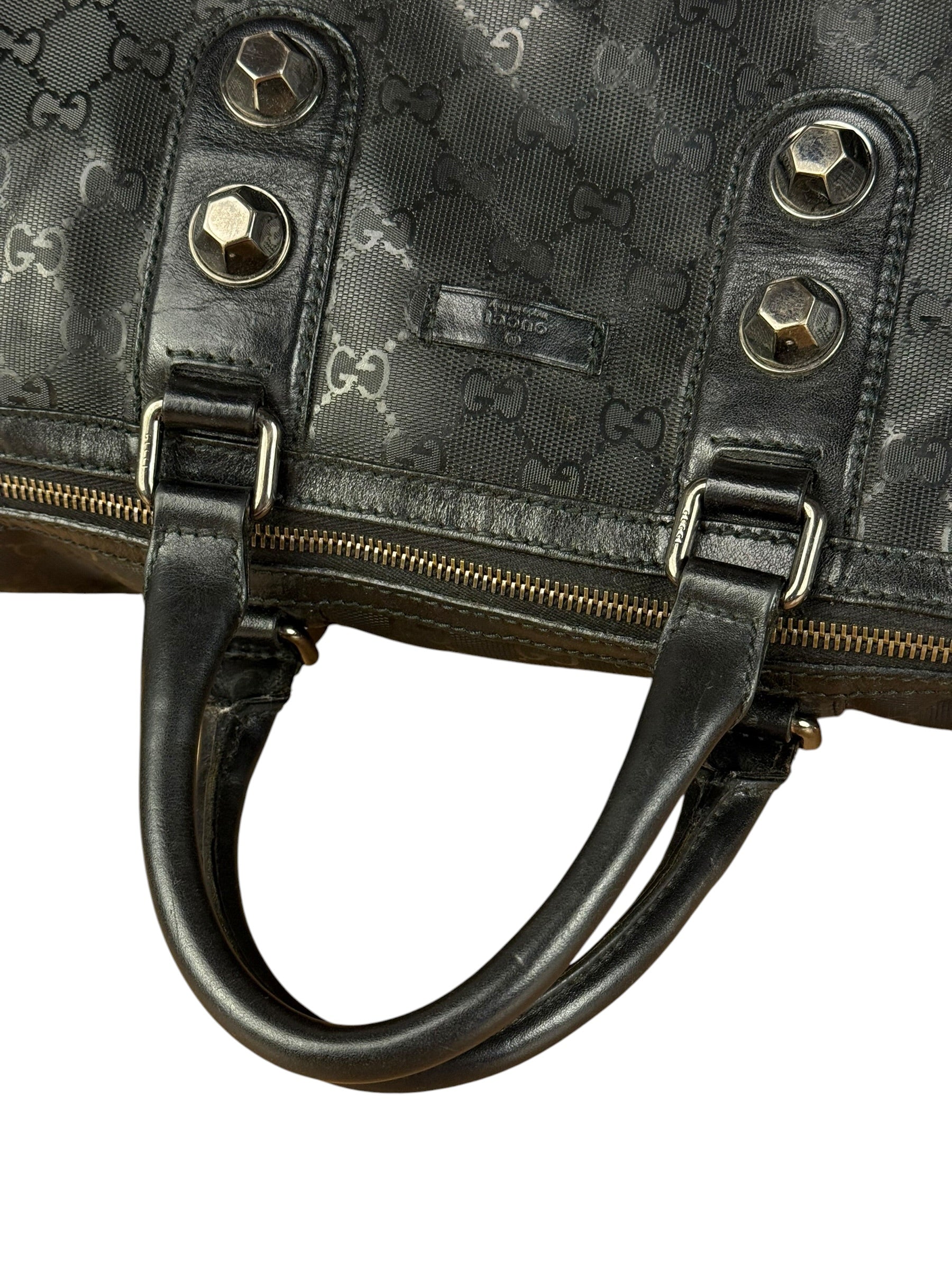 Gucci GG Black Leather Joy Boston Imprime Hand Bag