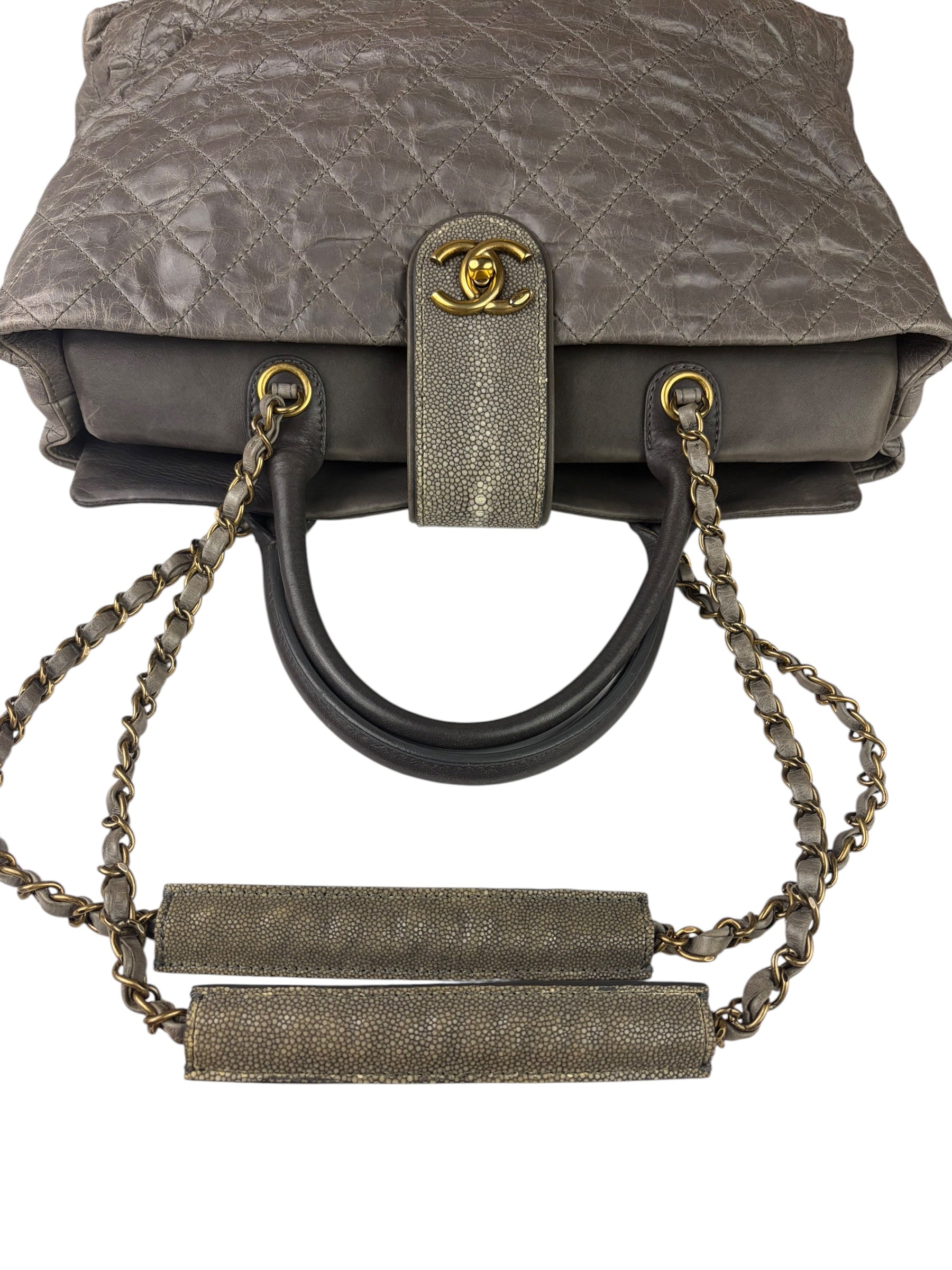 Chanel Grey Quilted Calfskin Paris-Bombay Bindi Two-Way Tote 2012