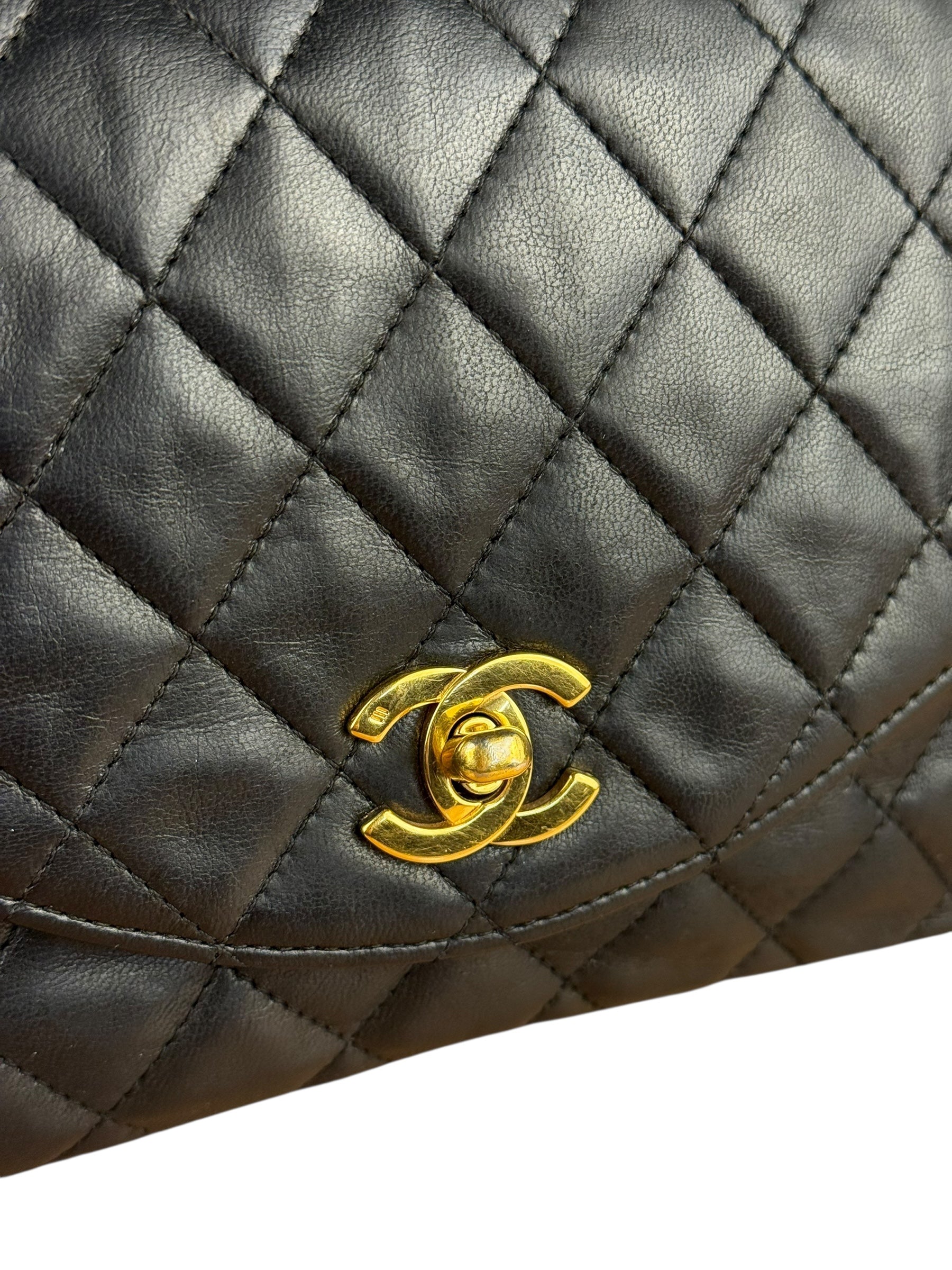 Chanel Black Quilted Half Moon Flap Bag 1990