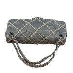 Chanel Grey Leather Ultra Stitch Classic Flap Shoulder Bag 1990