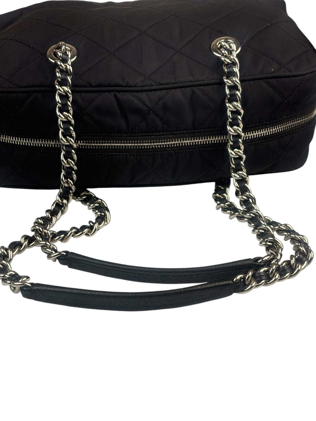 Prada Black Quilted Tessuto Nylon/Leather Trim Large Camera Bag