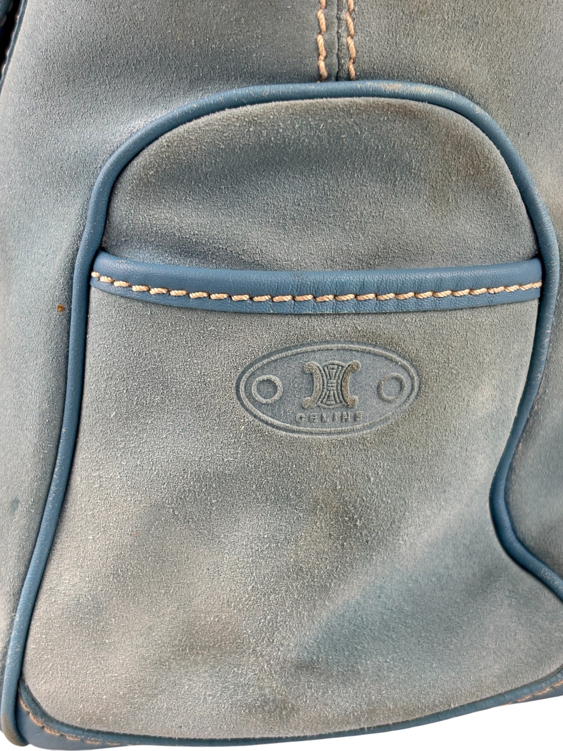 Celine Baby Blue Suede Leather Trip Boogie Handbag