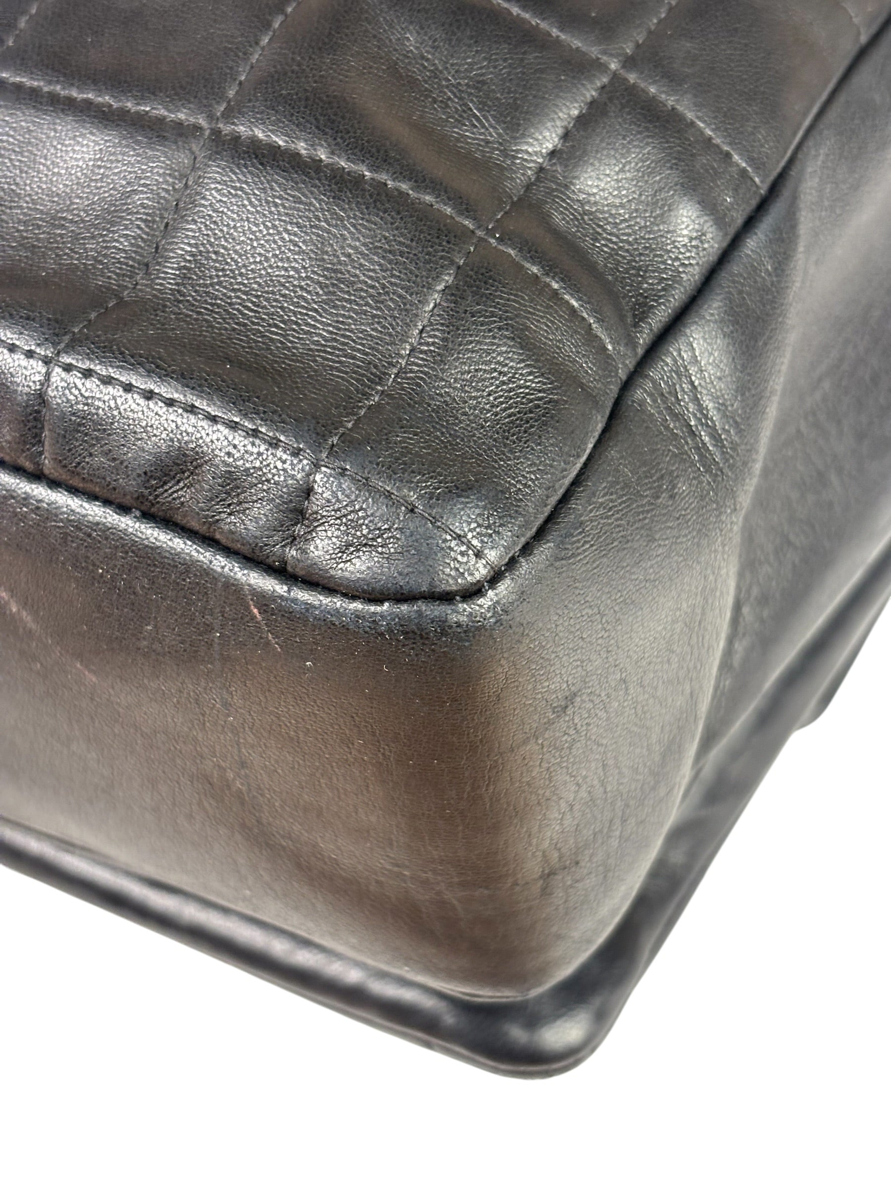 Chanel Black Lambskin Chocolate Bar Quilted Chain Shoulder Bag 2000