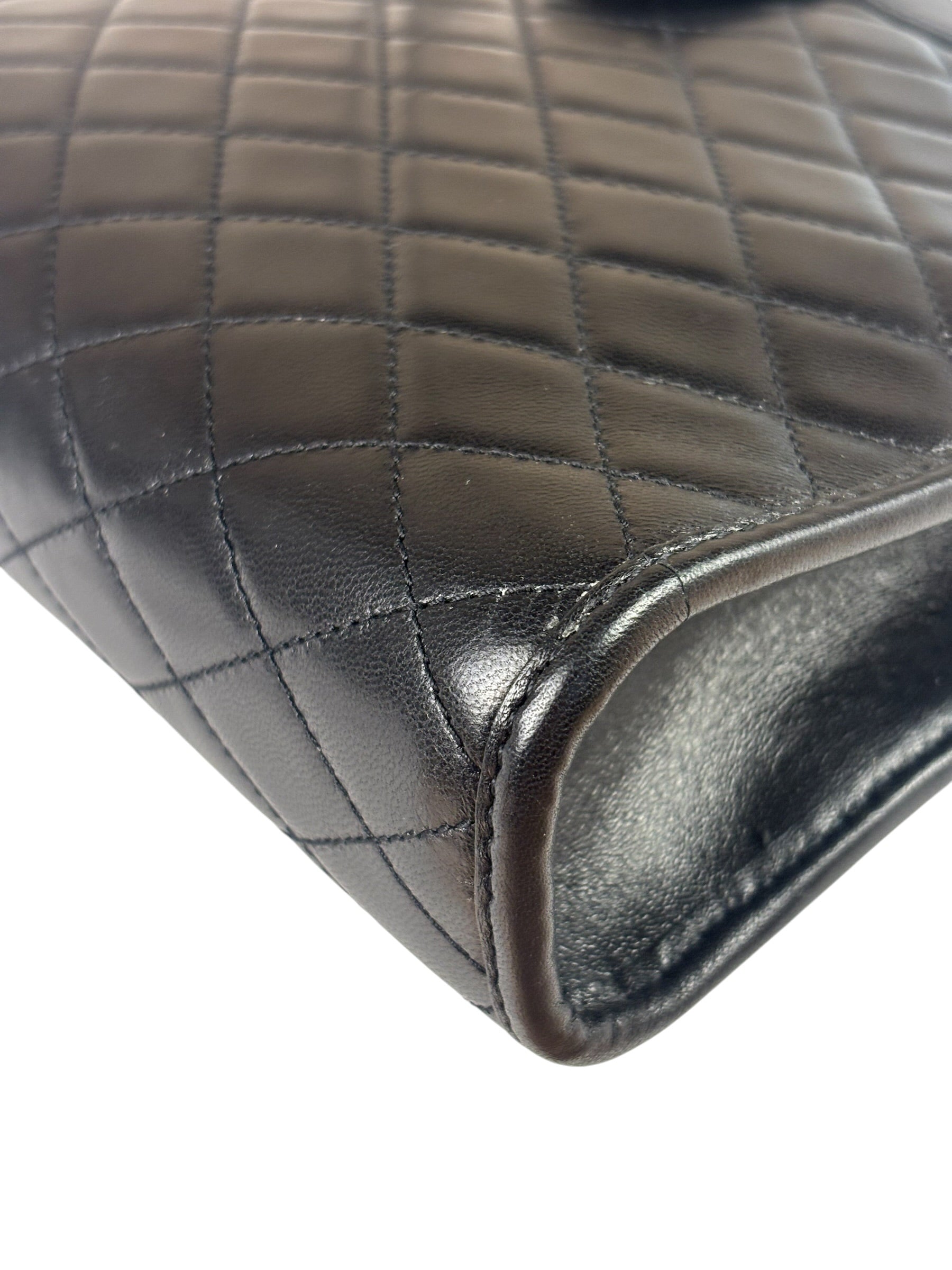YSL Black Leather Baby Victoire Chain Clutch
