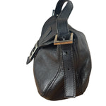 Fendi Vintage Black Leather Double Flap Baguette