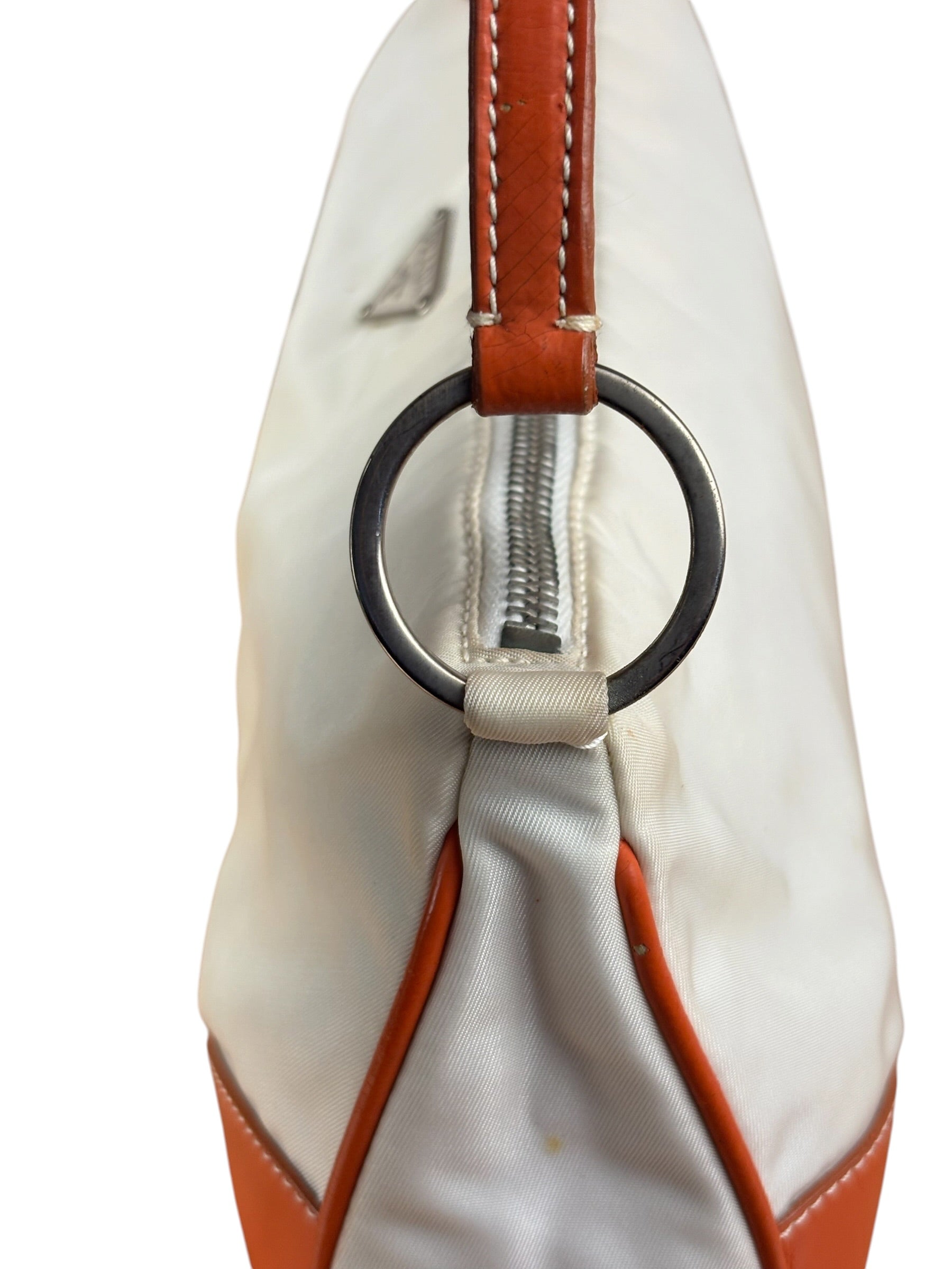 Prada Vintage Re-Edition Orange/White Tessuto Nylon Shoulder Bag