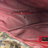 Fendi Beige/Red Leather Trim Zucca Chef Flap Bag
