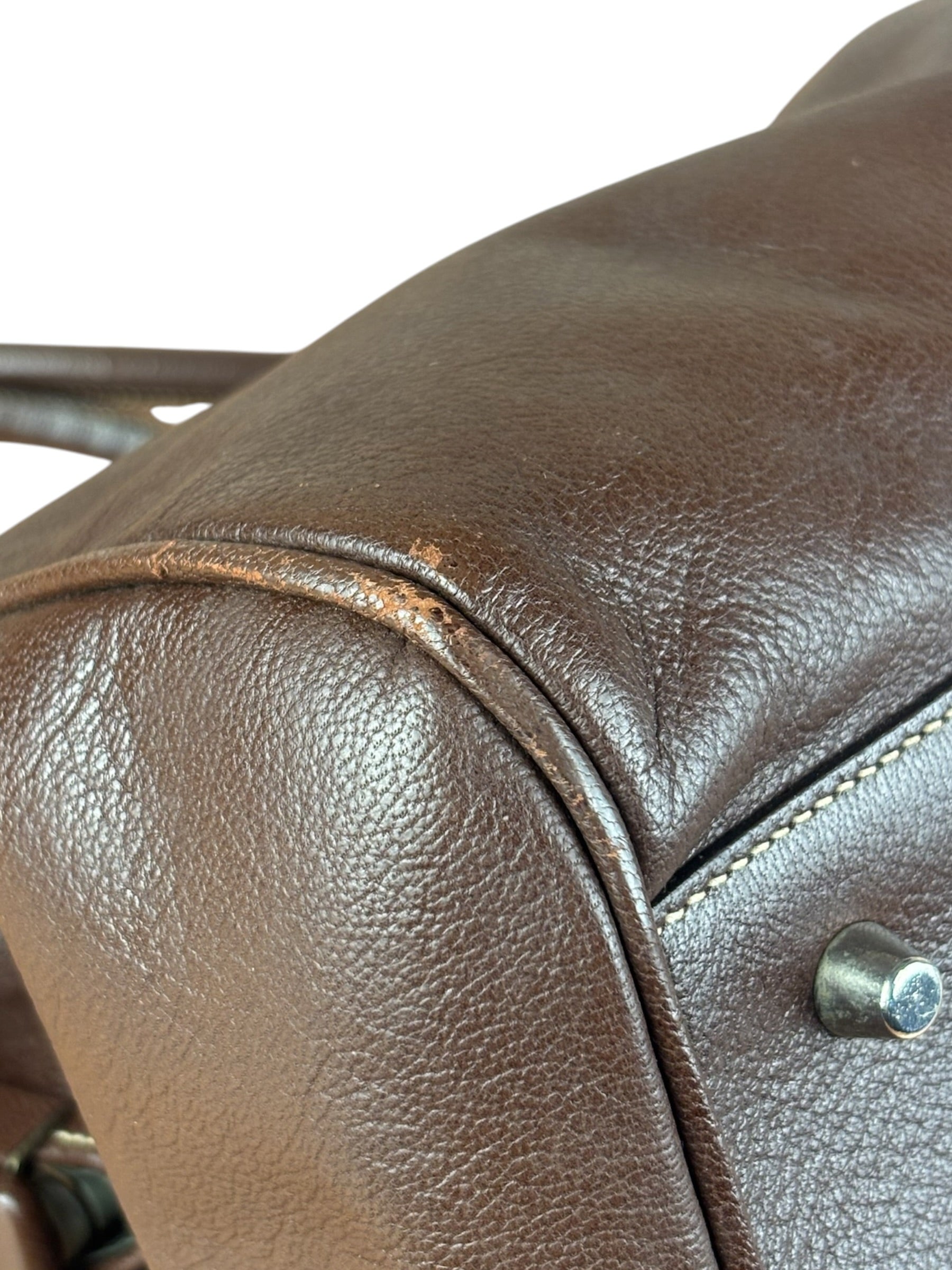 Prada Brown Leather Madras Cerniera Doctor Handbag