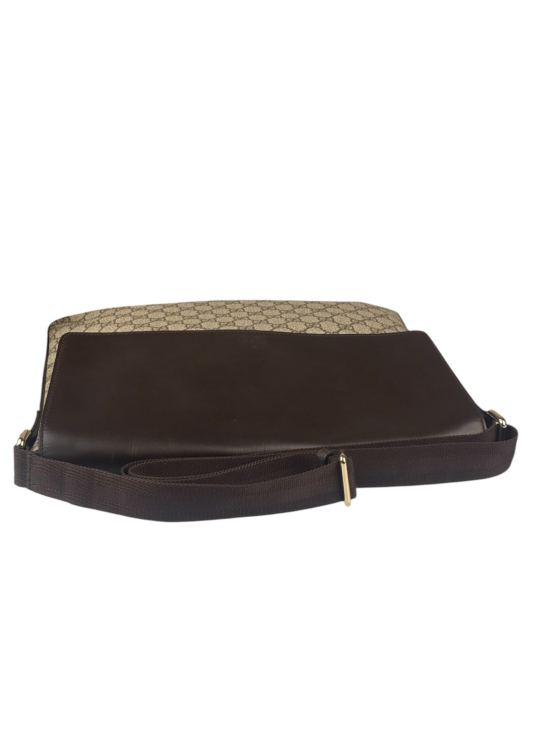 Gucci Brown Leather Trim GG Supreme Messenger Bag