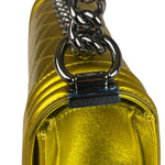 Chanel Metallic Yellow Quilted Patent Leather Mini Boy Flap Bag 2014