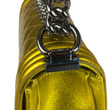 Chanel Metallic Yellow Quilted Patent Leather Mini Boy Flap Bag 2014