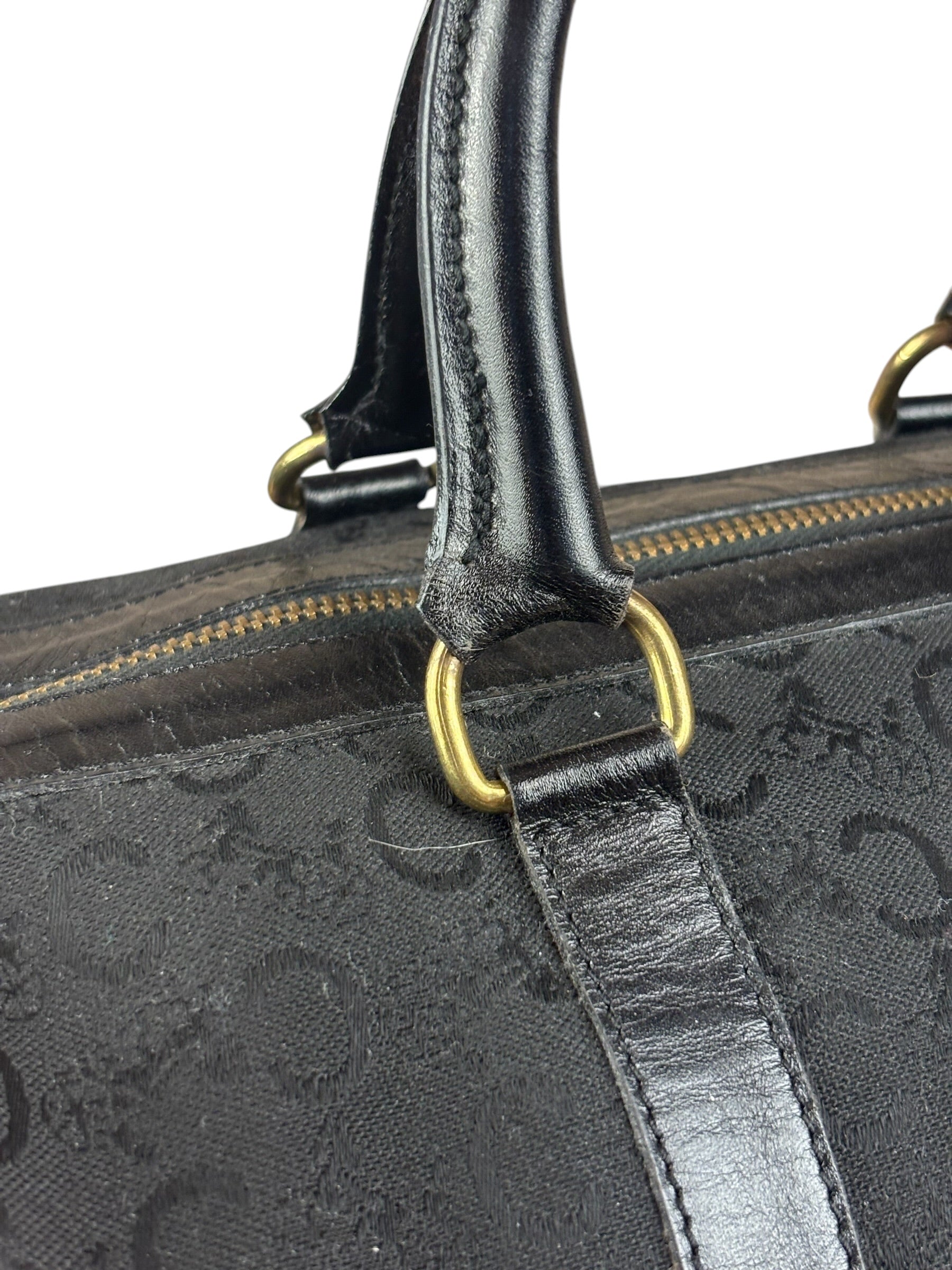 Celine Black Leather Wear Macadam Monogram Mini Boston Bag