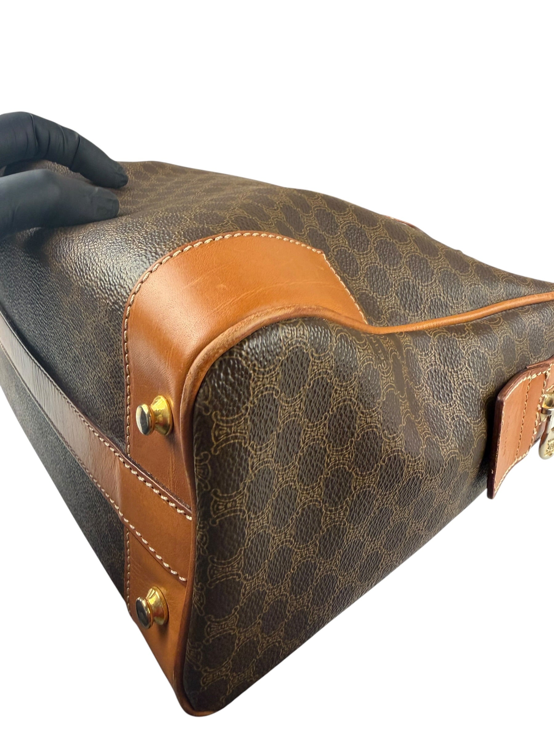 Celine Vintage Macadam Canvas Boston Bag