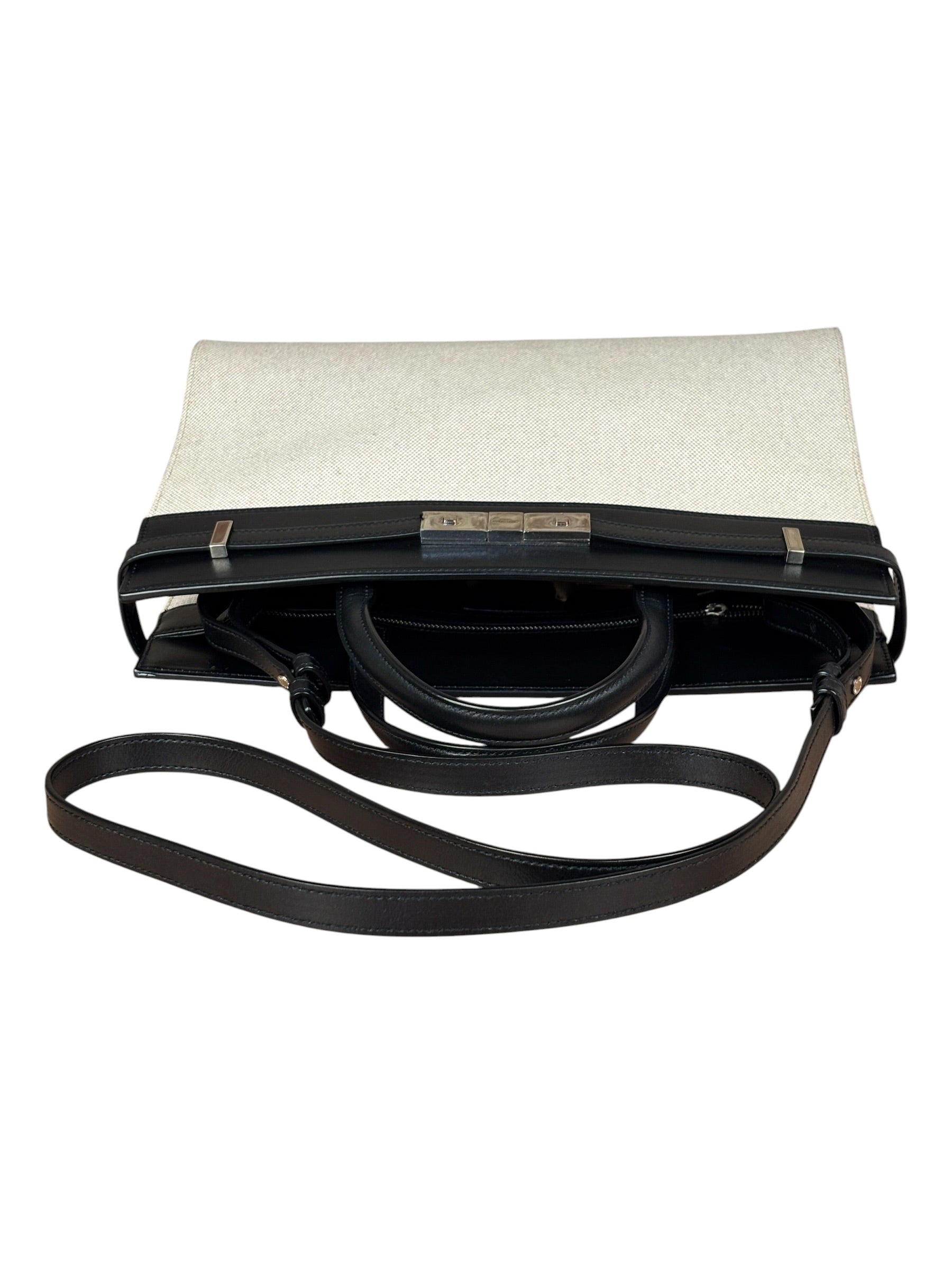 Yves Saint Laurent Two-Tone Leather Trim Small Manhattan Two-Way Bag