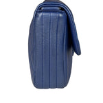 Chanel Blue Metallic Calf-Skin Chain Flap Bag 2014