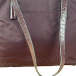Prada Vintage Plum Nylon Leather Embossed Handbag